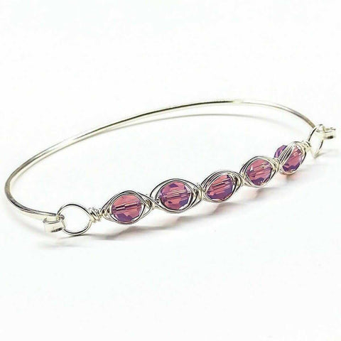 Oval Swarovski Crystal Bar Bangle Bracelet 8 Inch – 14 Gauge Sterling Silver | Made in USA Alexa Martha Designs  Bracelet/Bangle