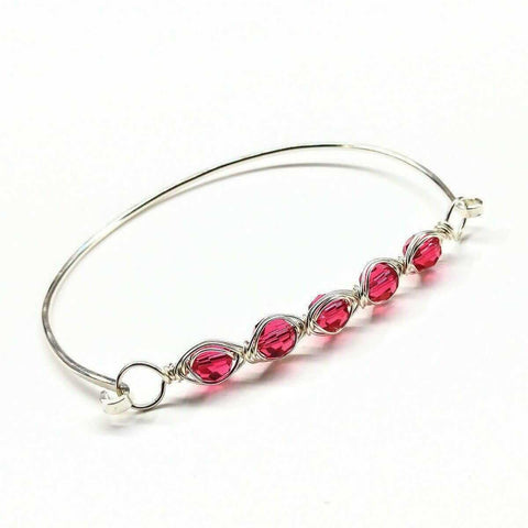 Oval Swarovski Crystal Bar Bangle Bracelet 8 Inch – 14 Gauge Sterling Silver | Made in USA Alexa Martha Designs  Bracelet/Bangle