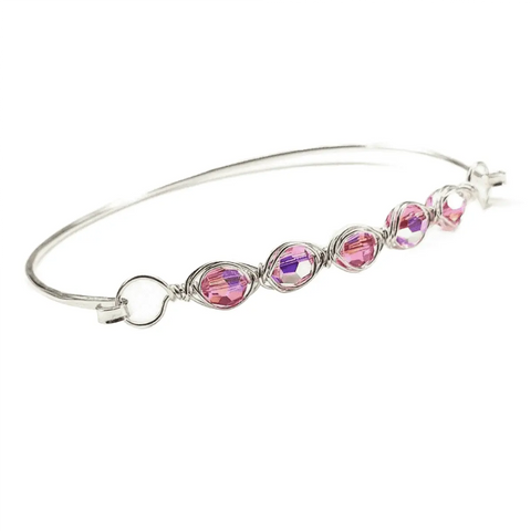 Oval Swarovski Crystal Bar Bangle Bracelet 8 Inch – 14 Gauge Sterling Silver | Made in USA Alexa Martha Designs  Bracelet/Bangle