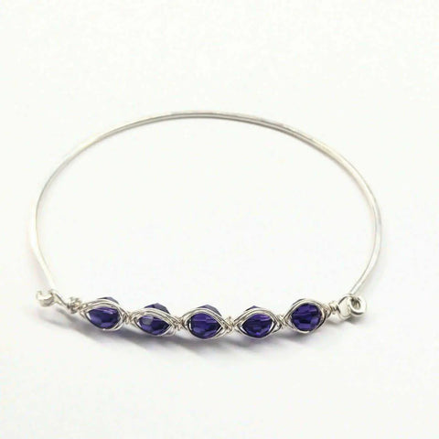 Oval Swarovski Crystal Bar Bangle Bracelet 8 Inch – 14 Gauge Sterling Silver | Made in USA Alexa Martha Designs  Bracelet/Bangle