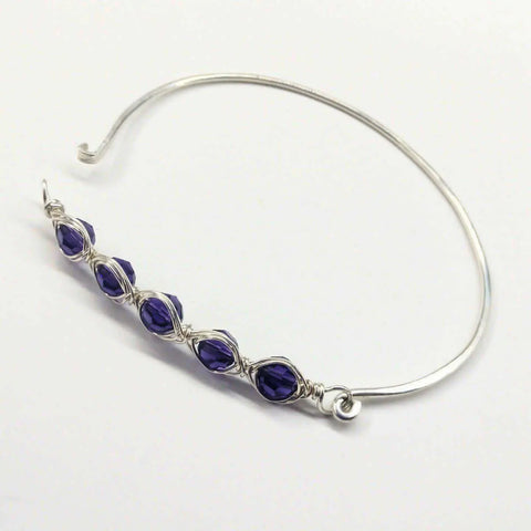 Oval Swarovski Crystal Bar Bangle Bracelet 8 Inch – 14 Gauge Sterling Silver | Made in USA Alexa Martha Designs  Bracelet/Bangle