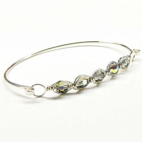 Oval Swarovski Crystal Bar Bangle Bracelet 8 Inch – 14 Gauge Sterling Silver | Made in USA Alexa Martha Designs  Bracelet/Bangle
