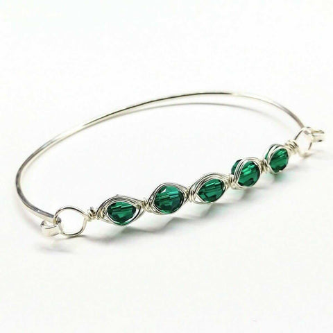 Oval Swarovski Crystal Bar Bangle Bracelet 8 Inch – 14 Gauge Sterling Silver | Made in USA Alexa Martha Designs  Bracelet/Bangle