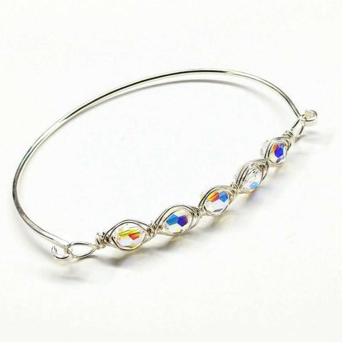 Oval Swarovski Crystal Bar Bangle Bracelet 8 Inch – 14 Gauge Sterling Silver | Made in USA Alexa Martha Designs  Bracelet/Bangle