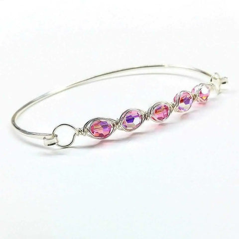 Oval Swarovski Crystal Bar Bangle Bracelet 8 Inch – 14 Gauge Sterling Silver | Made in USA Alexa Martha Designs  Bracelet/Bangle