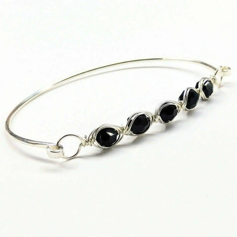 Oval Swarovski Crystal Bar Bangle Bracelet 8 Inch – 14 Gauge Sterling Silver | Made in USA Alexa Martha Designs  Bracelet/Bangle