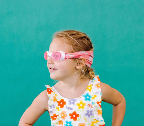 Over The Rainbow Swim Goggles – Tangle-Free Strap, Pastel Rainbow Print, One Size Fits Kids to Adults | Assembled in USA Splash Place  Swim Goggles