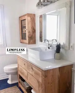 Over Toilet Bathroom Storage Cabinet With Glass – Custom Pine Wood Finish | Made in USA | Model #1115 Limitless Woodworking  item
