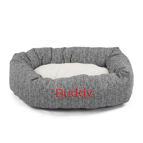 Personalized Heathered Sherpa Dog Bed – Cozy Bagel Design | Made in USA Majestic Pet 