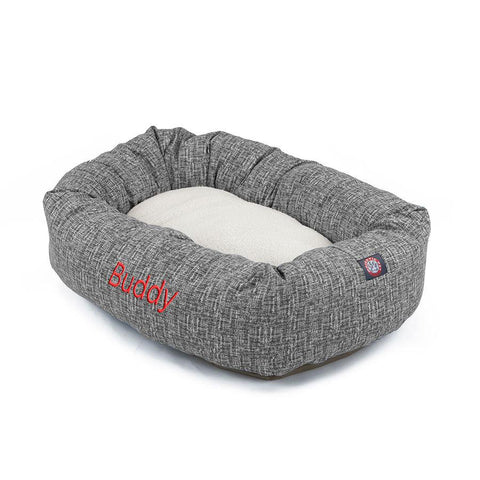 Personalized Heathered Sherpa Dog Bed – Cozy Bagel Design | Made in USA Majestic Pet 