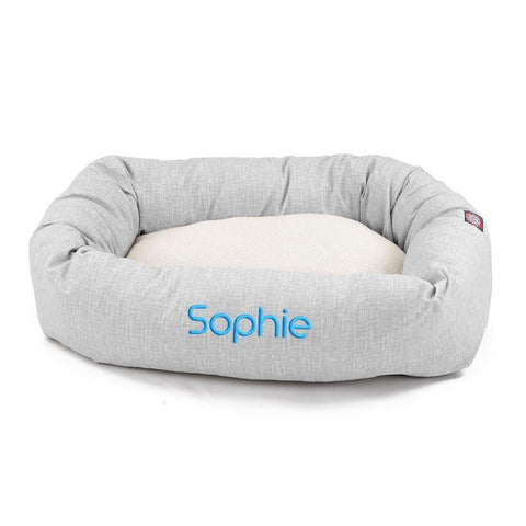 Personalized Heathered Sherpa Dog Bed – Cozy Bagel Design | Made in USA Majestic Pet 