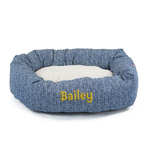 Personalized Heathered Sherpa Dog Bed – Cozy Bagel Design | Made in USA Majestic Pet 