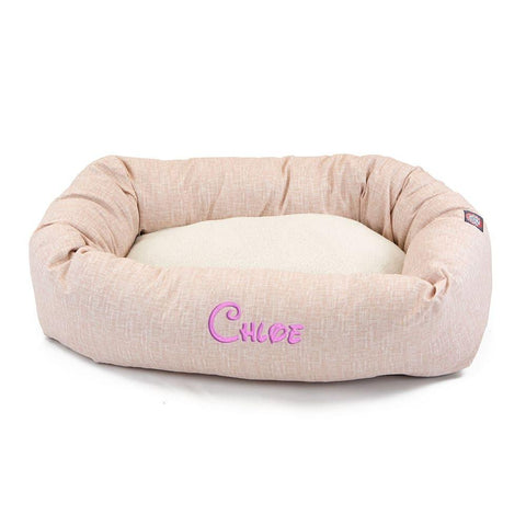 Personalized Heathered Sherpa Dog Bed – Cozy Bagel Design | Made in USA Majestic Pet 