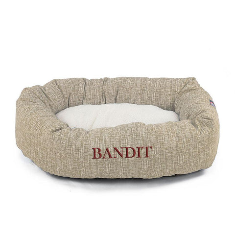 Personalized Heathered Sherpa Dog Bed – Cozy Bagel Design | Made in USA Majestic Pet 