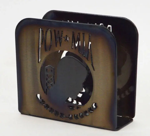 POW MIA Napkin Holder – Handcrafted Metal Table Accent | Made in USA Veteran-Owned Knights Home Decor  item