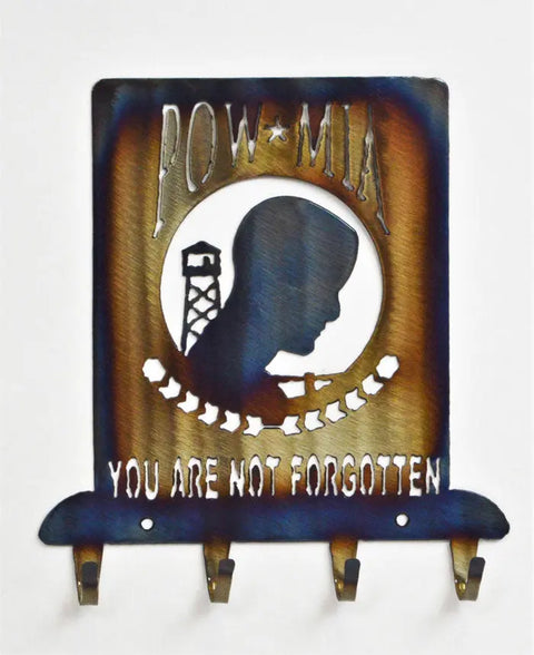 POW-MIA Tribute Steel Key Rack – Handcrafted Heat-Treated Organizer | Veteran Owned Made in USA Knights Home Decor  item