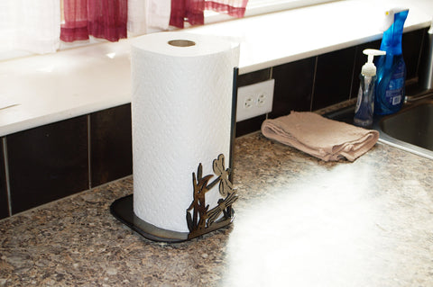 Handcrafted Dragonfly Paper Towel Holder – Nature-Inspired Kitchen Accessory | Made in USA Knights Home Decor  item