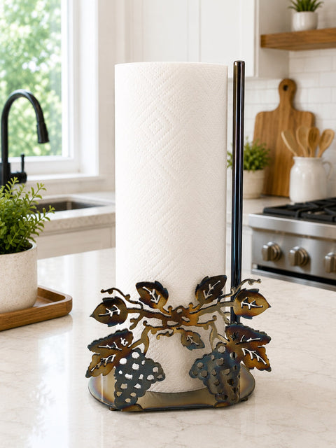 Rustic Grape Cluster Paper Towel Holder – Handcrafted Kitchen Accessory | Made in USA Knights Home Decor  item