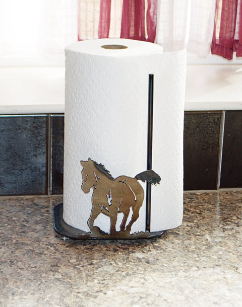 Rustic Horse Paper Towel Holder – Equestrian Kitchen Accessory | Handcrafted in USA Knights Home Decor  item