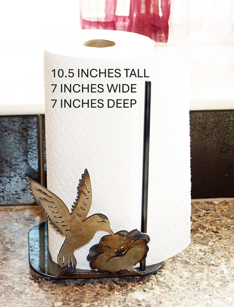 Handcrafted Hummingbird Paper Towel Holder – Rustic Metal Kitchen Accessory | Made in USA Knights Home Decor  item