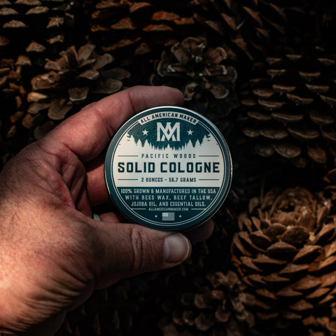 Pacific Woods Solid Cologne 2 Oz – Handcrafted Natural Scent with Beeswax & Jojoba Oil | Made in USA All American Maker 