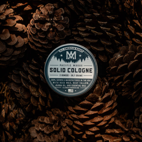 Pacific Woods Solid Cologne 2 Oz – Handcrafted Natural Scent with Beeswax & Jojoba Oil | Made in USA All American Maker 