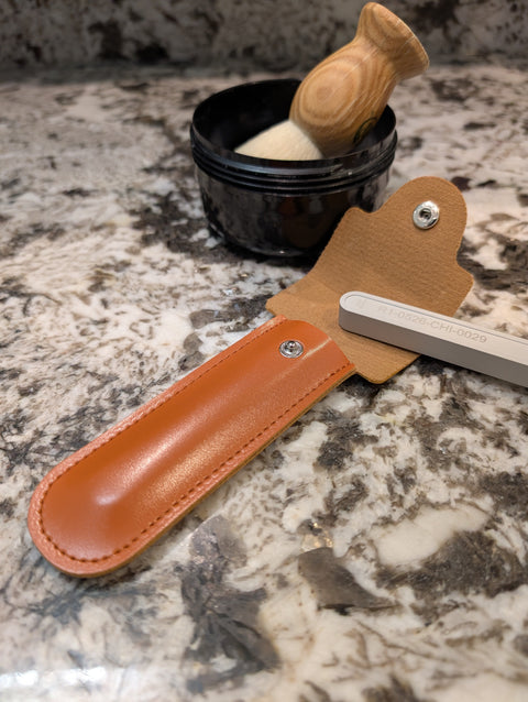 Premium Leather Travel Case for RazorWorks R1 Hammerhead Shaving Tool – Durable Moisture-Resistant Design | Made in USA RazorWorks 
