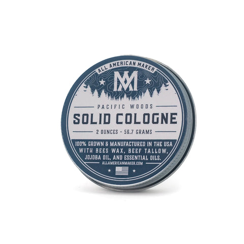 Pacific Woods Solid Cologne 2 Oz – Handcrafted Natural Scent with Beeswax & Jojoba Oil | Made in USA All American Maker 