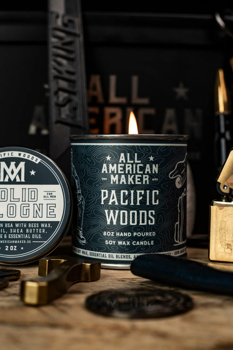 Pacific Woods Soy Wax Candle 8oz – Hand Poured | Made in USA All American Maker 