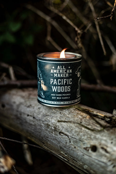 Pacific Woods Soy Wax Candle 8oz – Hand Poured | Made in USA All American Maker 