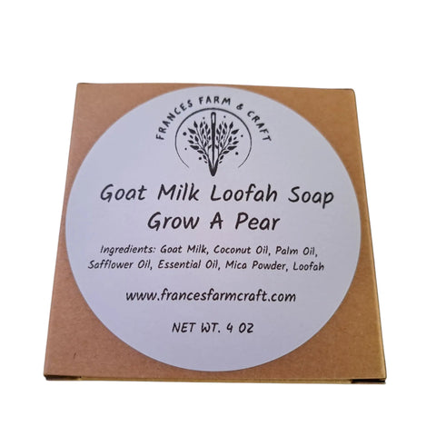 Pack of 2 Handcrafted Goat Milk Loofah Soap Duo – Pear Scented Bar Soap Exfoliant | Made in USA Natural Bath Body Care Frances Farm & Craft  Soap