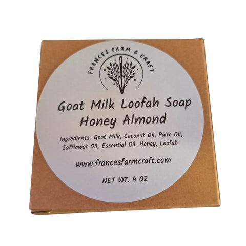 Pack of 2 Handmade Honey Almond Goat Milk Loofah Soap Set – Exfoliating Bar Soap Duo | Made in USA Frances Farm & Craft  Soap