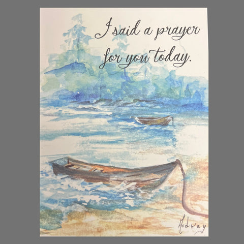 Pack of 4 Inspirational Prayer Greeting Cards 4.5x6.25 Inch – Serene Watercolor Boats Design | Made in USA JuLu Cards  Blank Cards