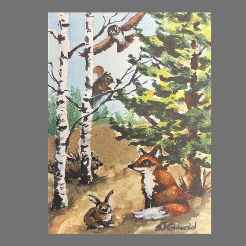 Pack of 4 Woodland Animal Greeting Cards 4.5x6.25 Inch – Watercolor Forest Friends Art | Made in USA JuLu Cards  Blank Cards