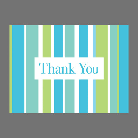 Pack of 8 Blue and Green Striped Thank You Cards with Envelopes 3.5x5 Inch – JuLu Premium | Made in USA JuLu Cards  Thank You Cards