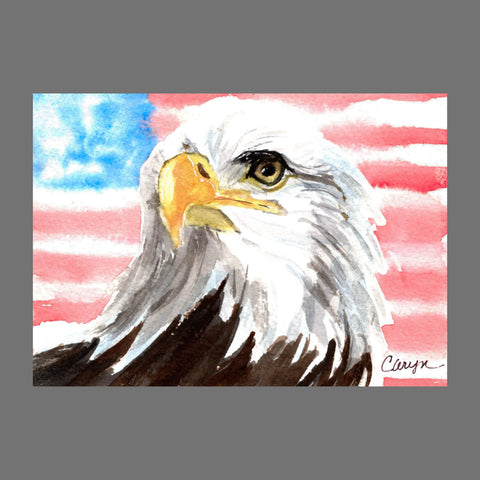 Pack of 8 - Patriotic Bald Eagle (10122) JuLu Cards  Blank Cards