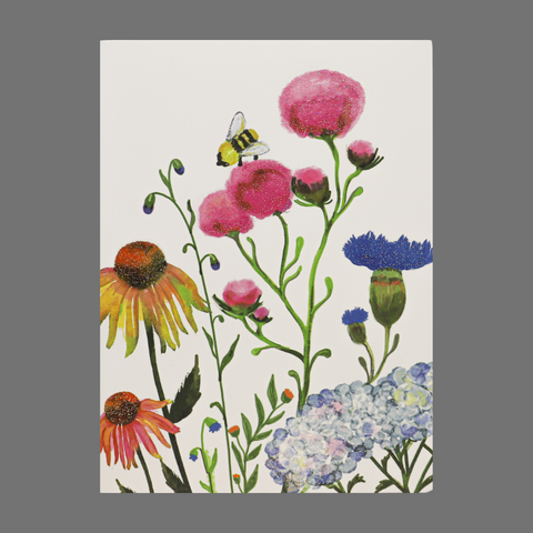 Pack of 4 Floral Bee Greeting Cards – Handmade Nature Art | JuLu Cards Made in USA JuLu Cards  Blank Cards