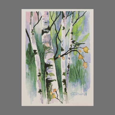 Set of 4 Birch Tree Greeting Cards – Nature Bird Design | Made in USA JuLu Cards  Blank Cards