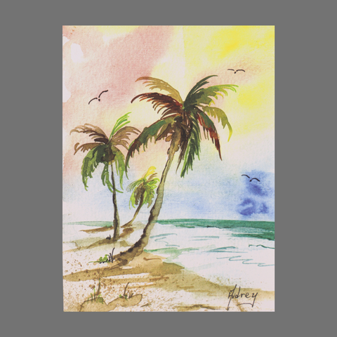 Pack of 4 Beach Sunset Greeting Cards – Palm Tree Art – Handmade in USA | JuLu C JuLu Cards  Blank Cards