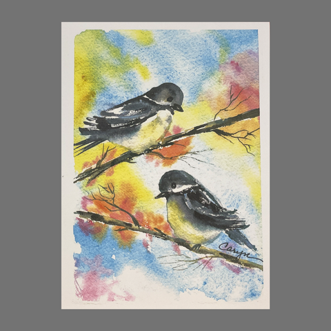 Pack of 4 Two Birds Watercolor Greeting Cards 4.5 Inch – Handmade | Made in USA JuLu Cards  Blank Cards