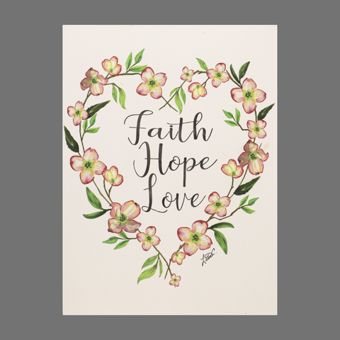 Pack of 4 Faith Hope Love Floral Heart Greeting Cards – Handmade | Made in USA JuLu Cards  Blank Cards