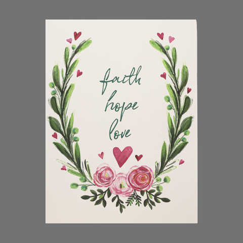 Pack of 4 Faith Hope Love Greeting Cards – Floral Design – Made in USA JuLu Cards  Blank Cards