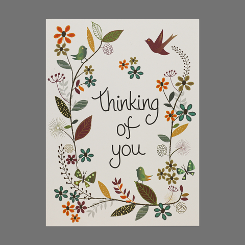 Pack of 4 Thinking of You Greeting Cards – Floral Bird Design | Made in USA JuLu Cards  Thinking of You Cards