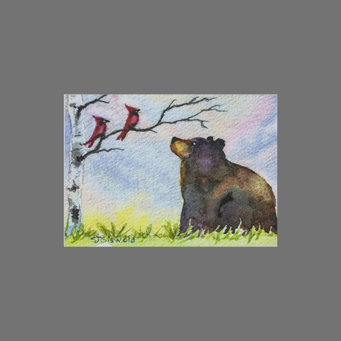 Pack of 8 Bear and Cardinal Watercolor Greeting Cards – JuLu Cards | Made in USA JuLu Cards  Blank Cards
