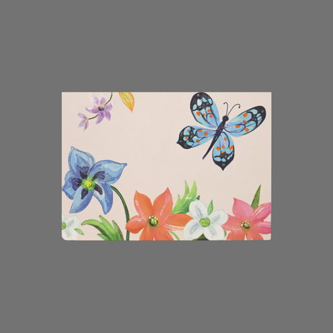 Pack of 8 Blue Red Butterfly Floral Greeting Cards – Handcrafted Design | Made in USA JuLu Cards  Blank Cards