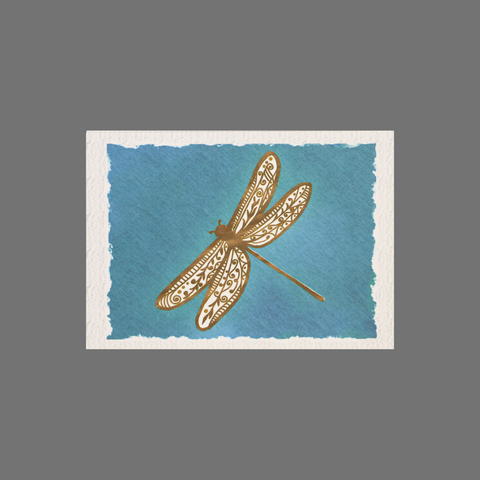 Pack of 8 Brown Dragonfly Greeting Cards – Blue Background | Made in USA JuLu Cards  Blank Cards