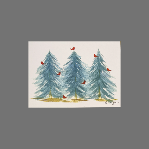 Pack of 8 Cardinal and Evergreen Tree Greeting Cards – Blank Stationery | Made in USA JuLu Cards  Blank Cards