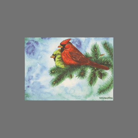 Pack of 8 Cardinal Bird Greeting Cards – Evergreen Branch Artwork | JuLu Cards Made in USA JuLu Cards  Blank Cards