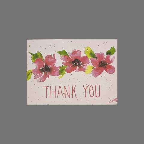 Pack of 8 Thank You Cards – Pink Floral Watercolor Design | Handmade in USA JuLu Cards  Thank You Cards