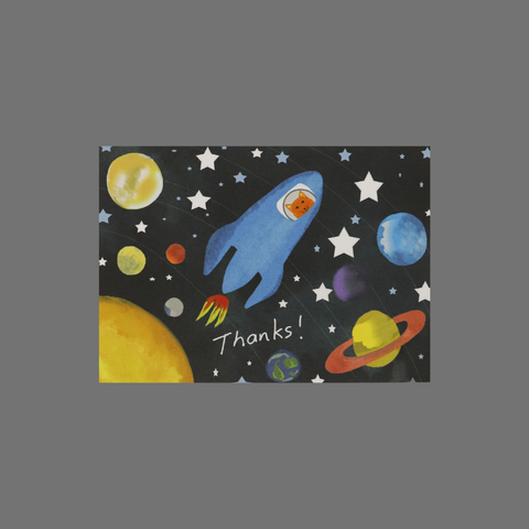 Pack of 8 Space-Themed Thank You Cards – Cat in Rocket Design | JuLu Cards Made in USA JuLu Cards  Thank You Cards